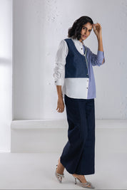 Denim Mix Material Shirt