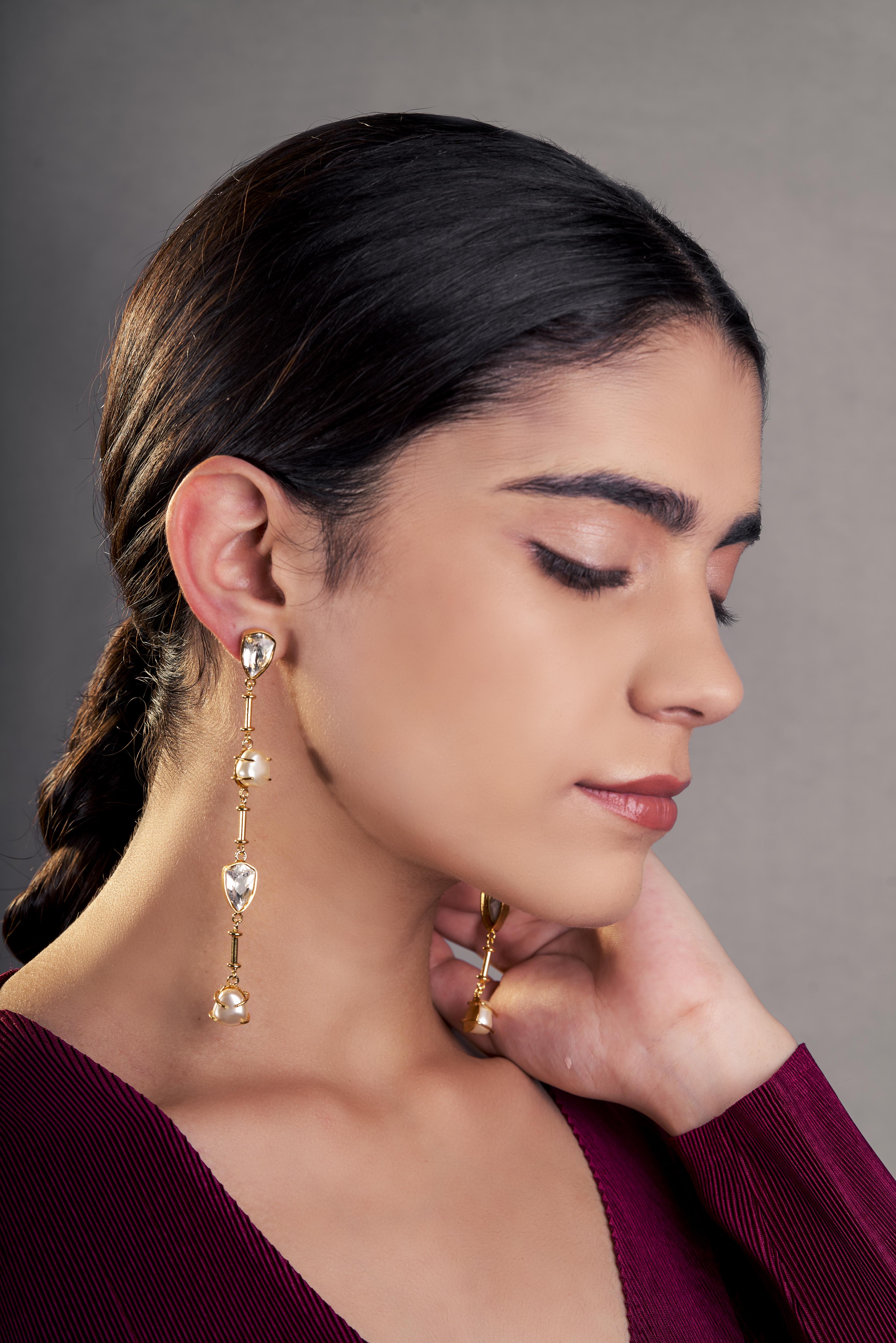 Paradise Dangler Earrings - Black Crystals