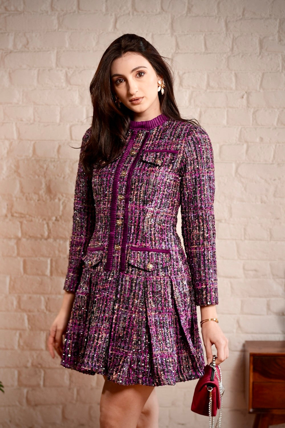 Celeste Tweed Collar Dress