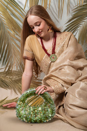 Pistachio Bloom Luxe Embellished Beaded Bag