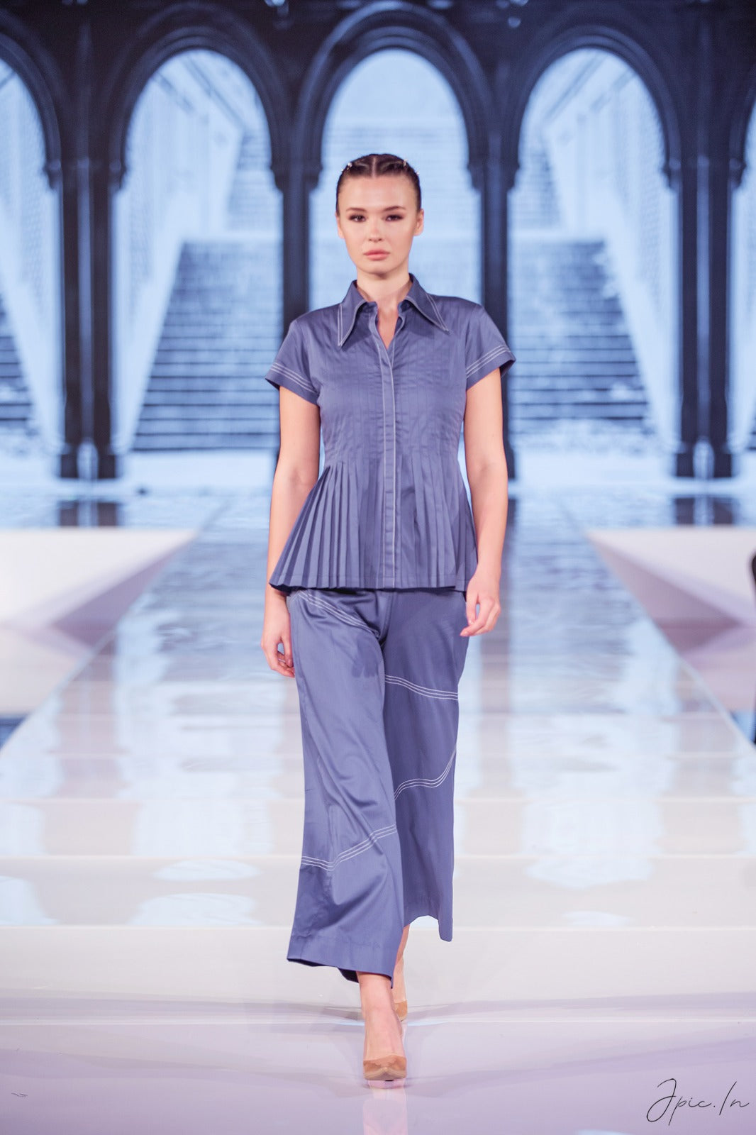Pleat me Up Top With Diagonal Katha Pants