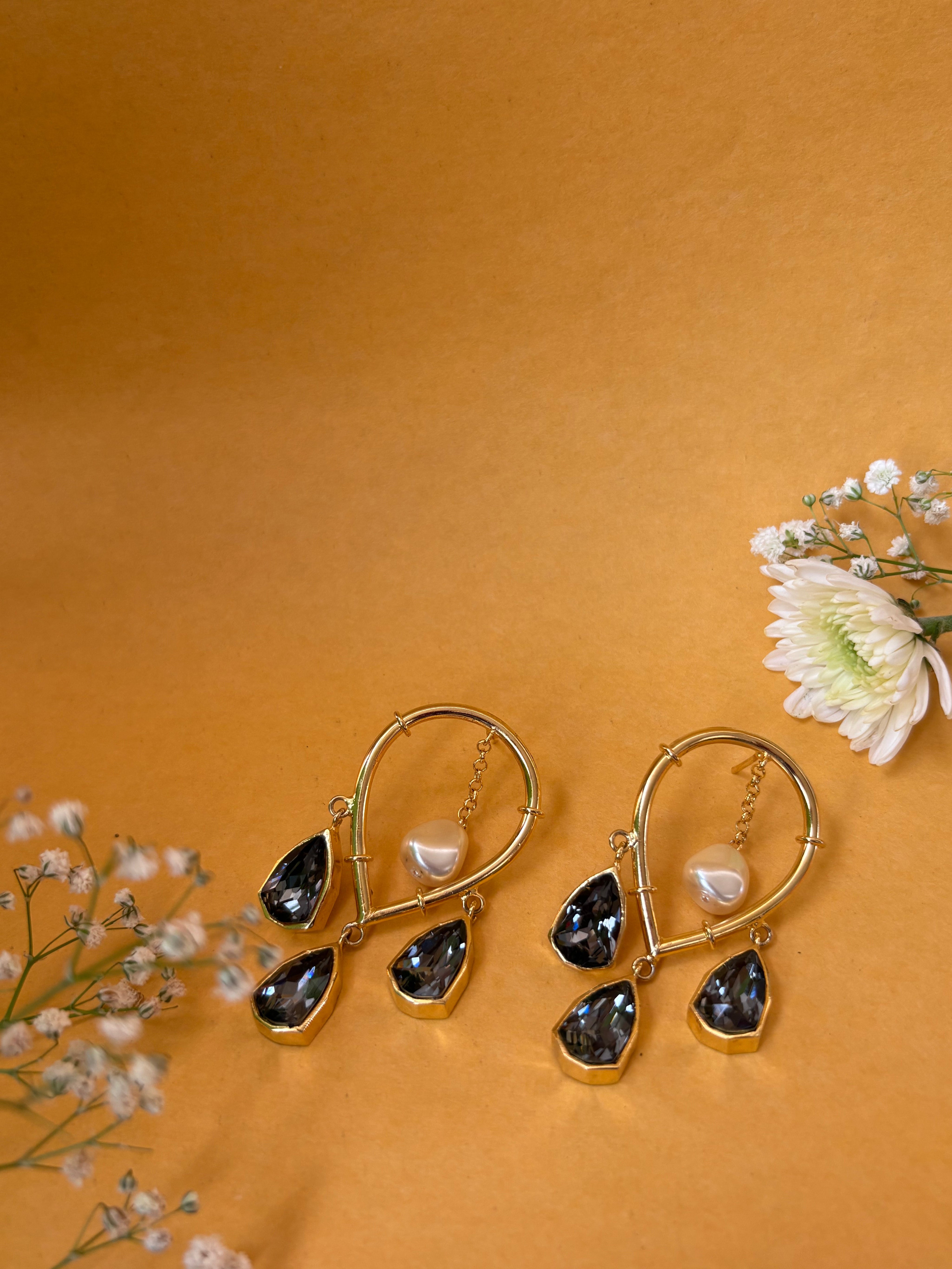 Joy Dangler Earrings White Crystals