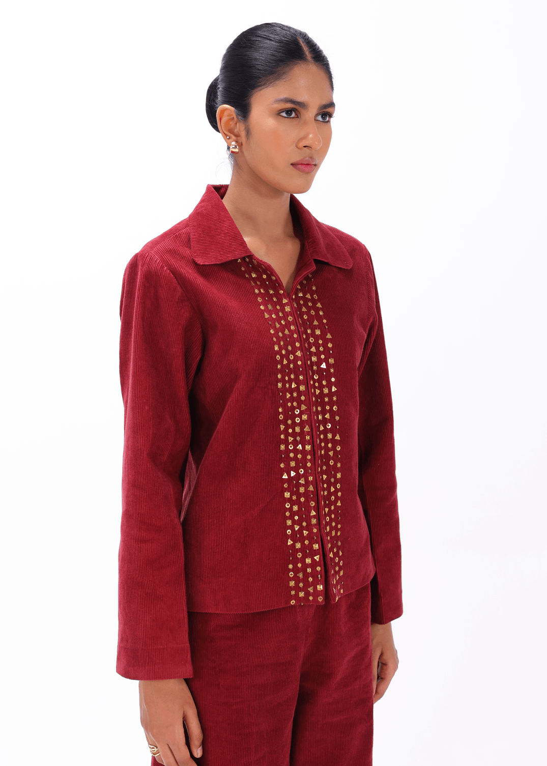 Red Aari Jacket - AMBR INDIA - #tag1# -