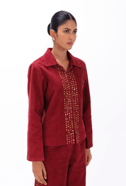 Red Aari Jacket - AMBR INDIA - #tag1# -
