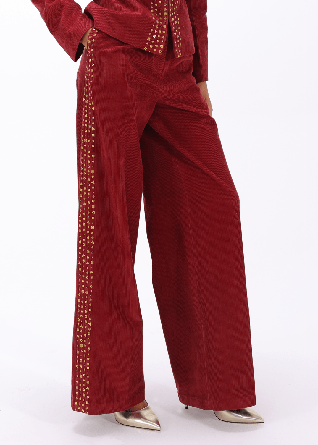 Red Aari Trouser - AMBR INDIA - #tag1# -