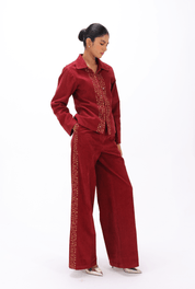 Red Aari Co-ord Set - AMBR INDIA - #tag1# -