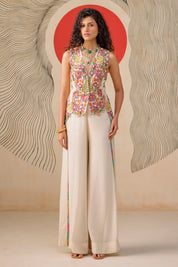 Embroidered Jacket With Flared Pant