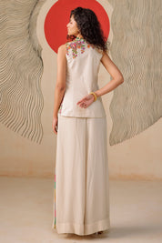 Embroidered Jacket With Flared Pant