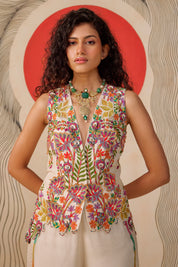 Embroidered Jacket With Flared Pant