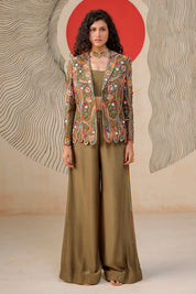 Blazer With A Bustier And A Flared Pant