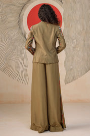 Blazer With A Bustier And A Flared Pant