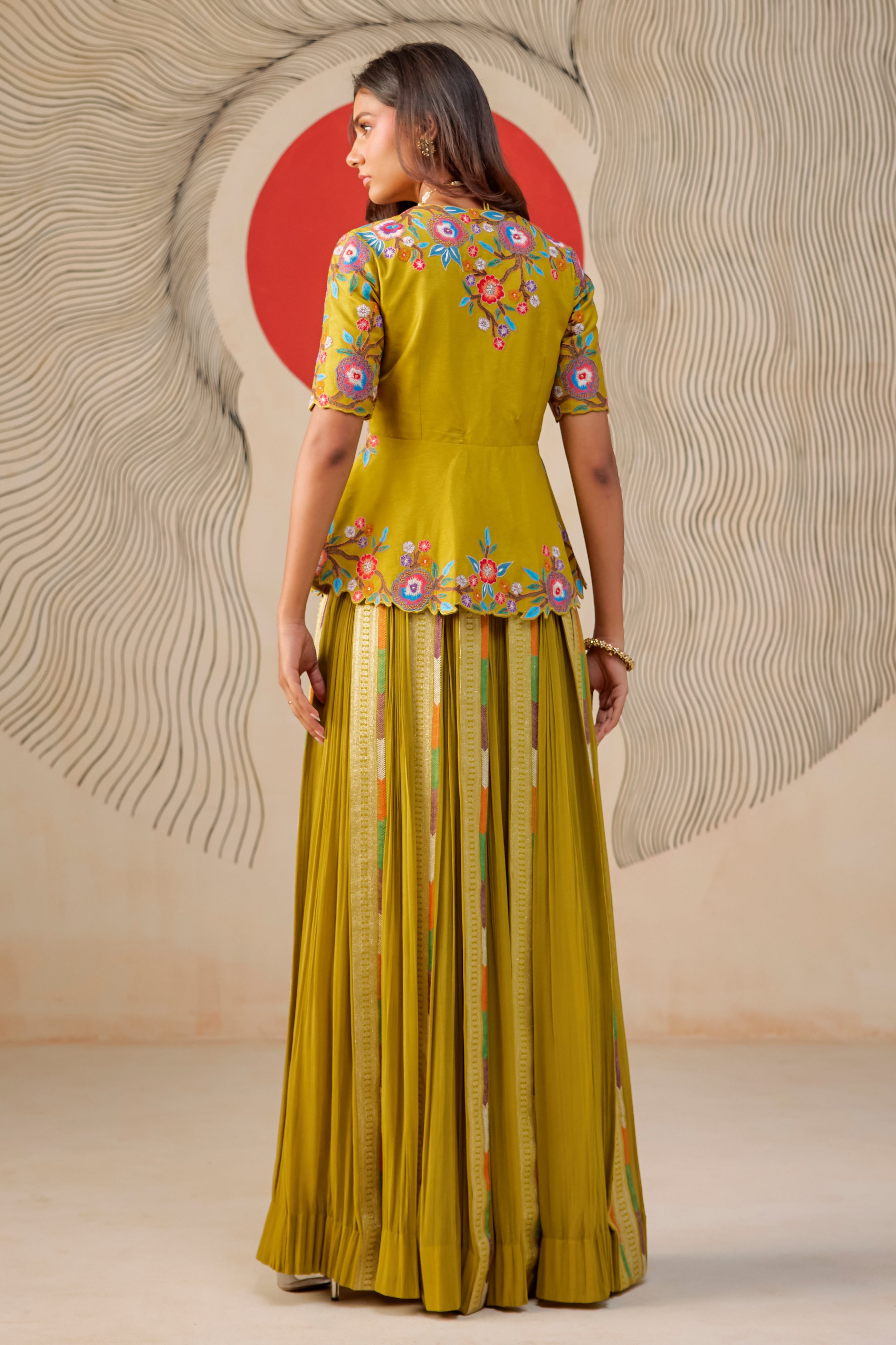 Peplum Top With Sharara Pant