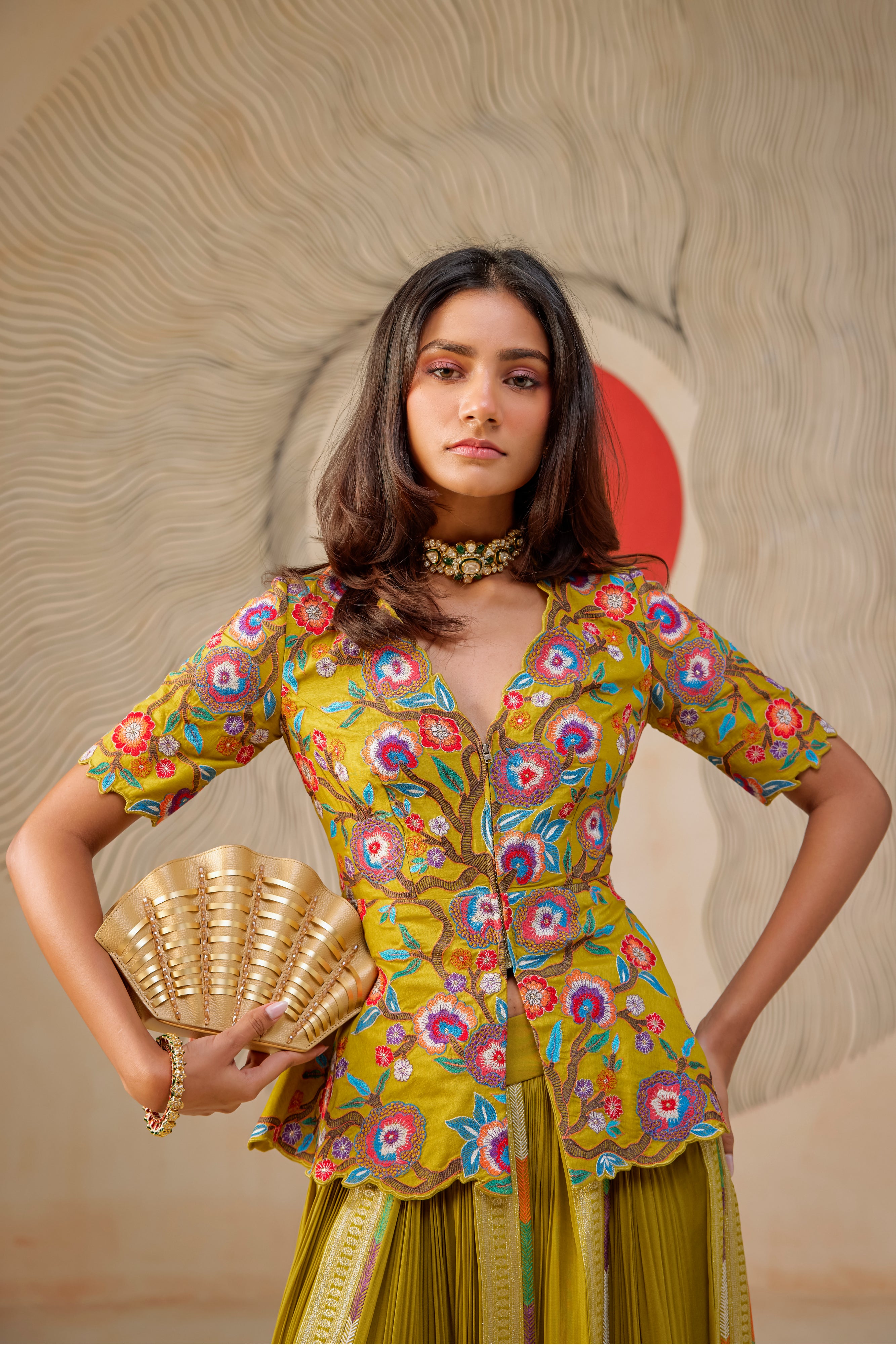 Peplum Top With Sharara Pant