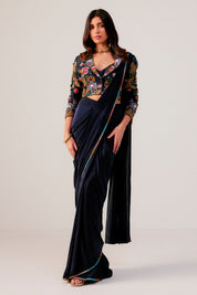 Navy Blue Drape Saree