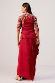 Wrap Top With A Drape Skirt