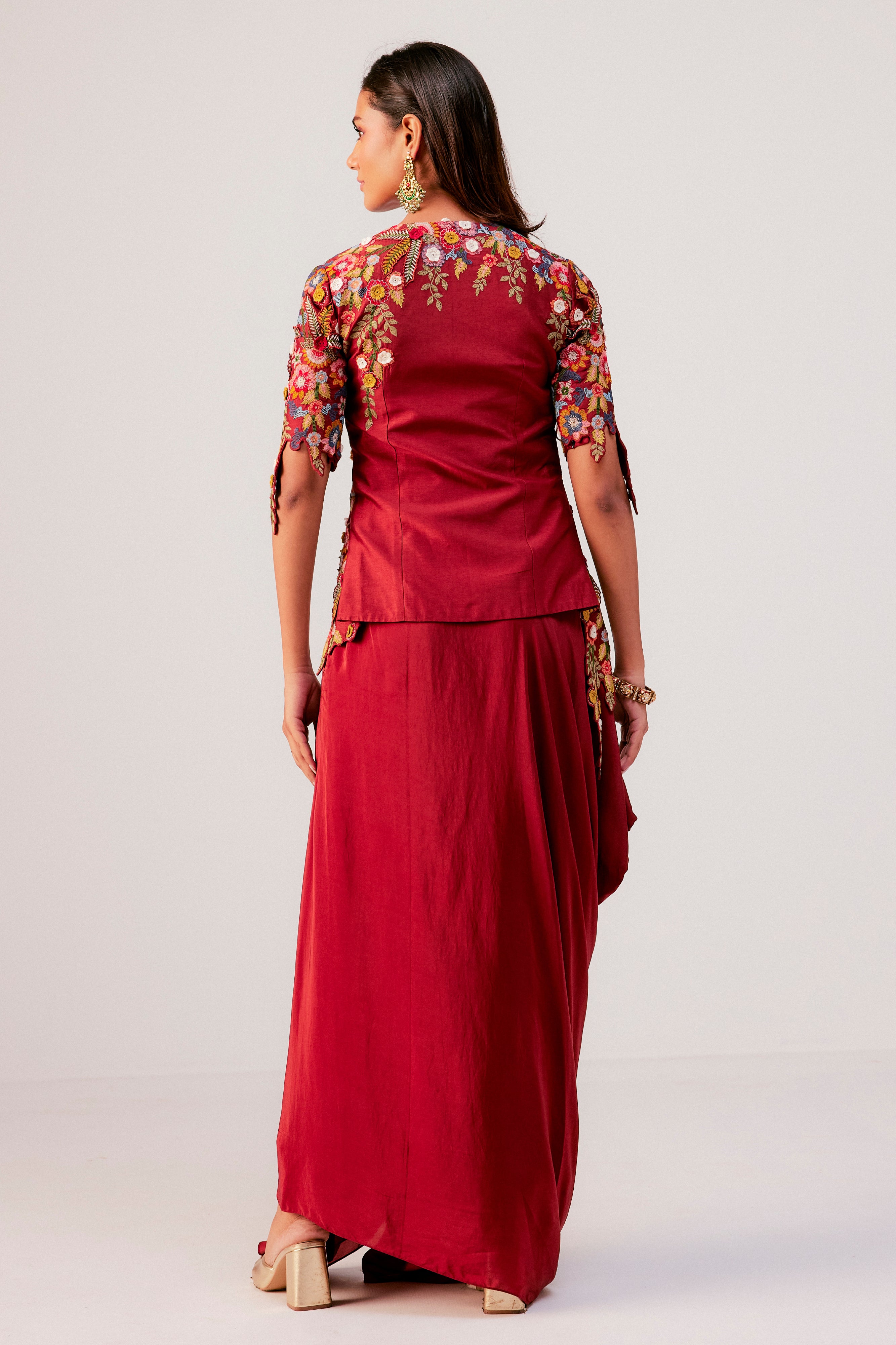 Wrap Top With A Drape Skirt