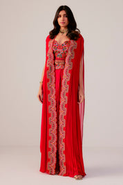 Bustier With A Drape Skirt And A Cape
