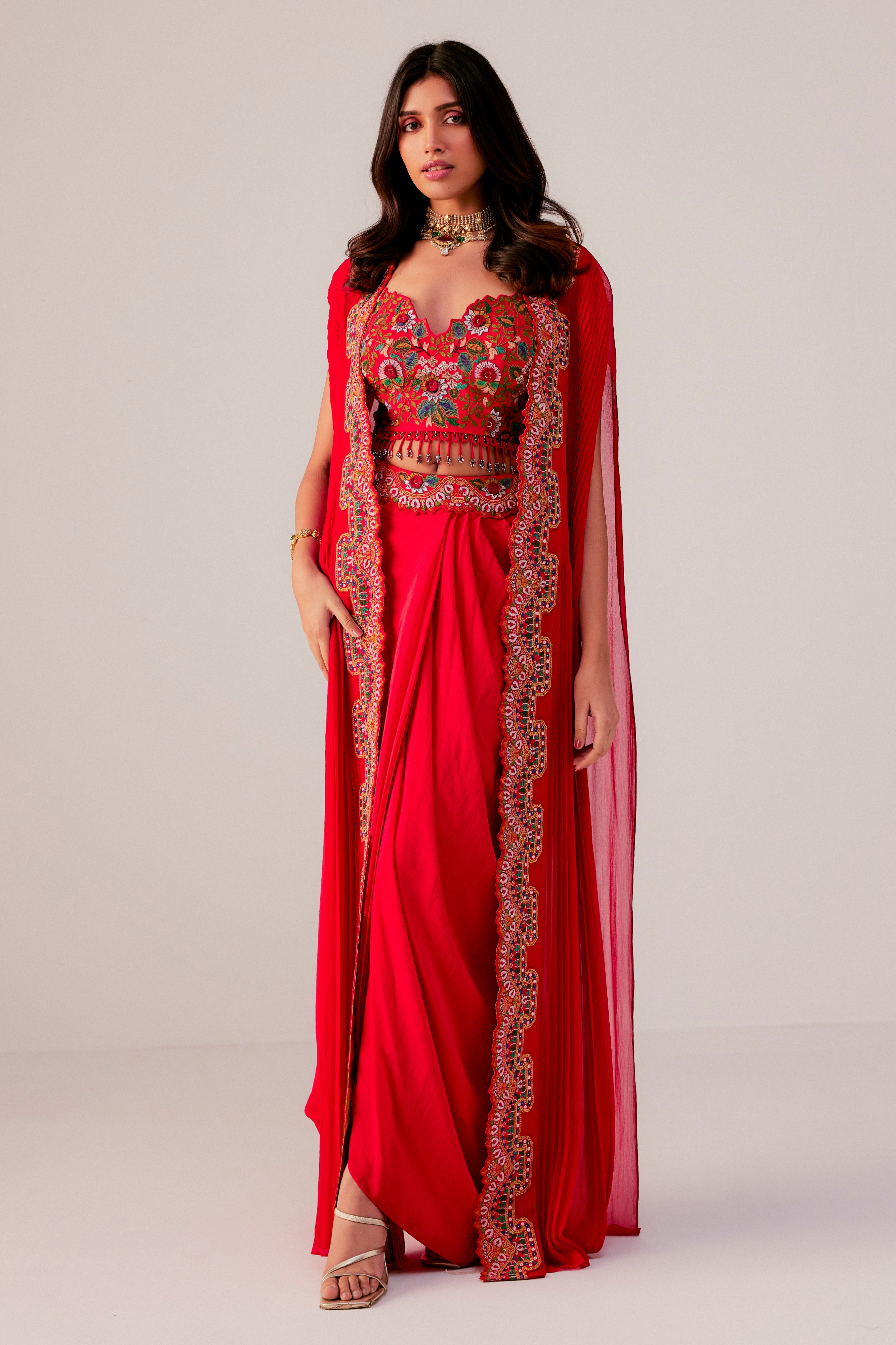 Bustier With A Drape Skirt And A Cape