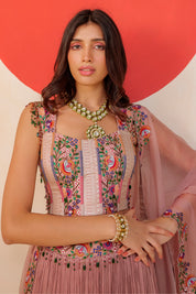 Corset With A Lehenga And A Dupatta
