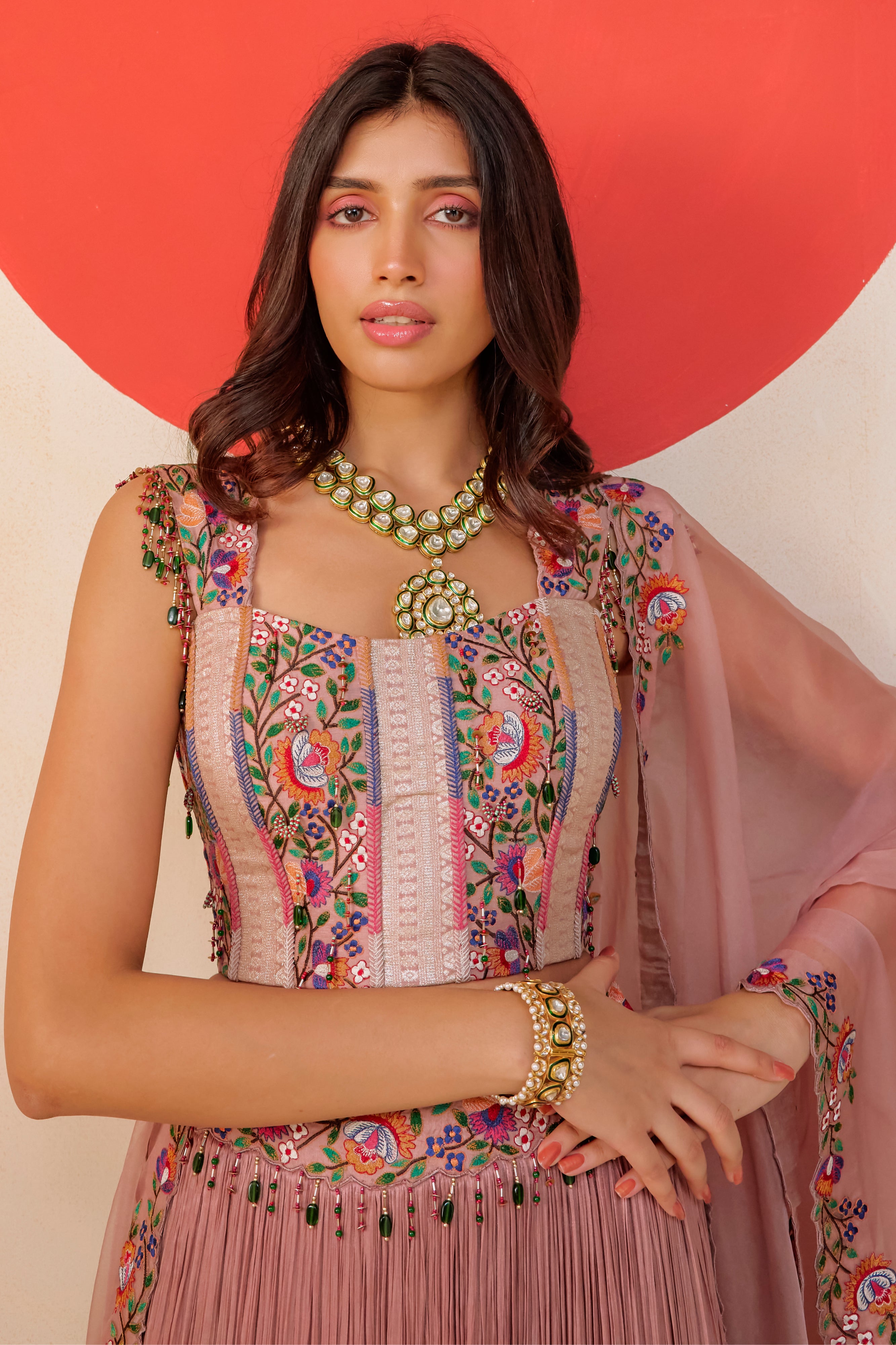 Corset With A Lehenga And A Dupatta