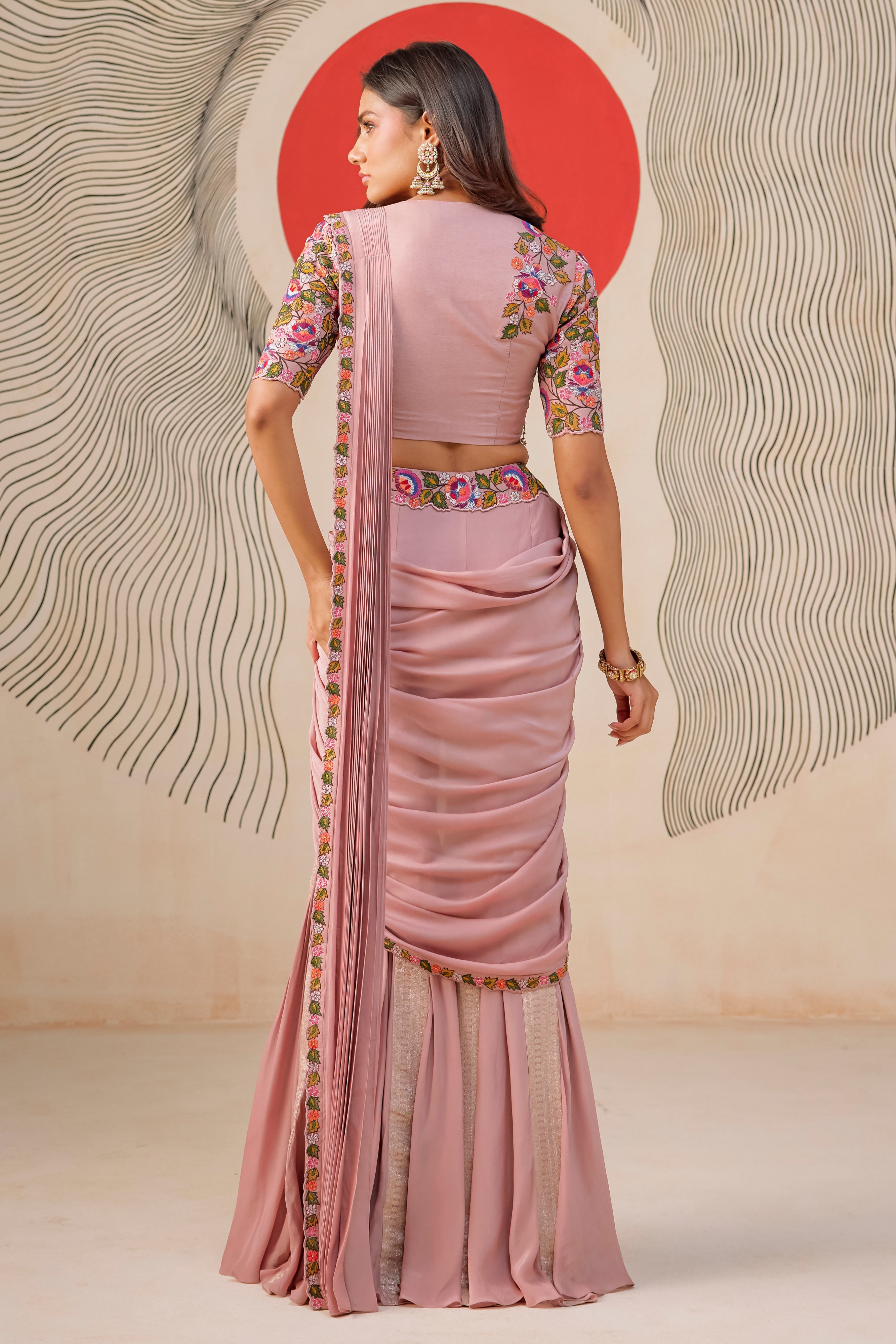 Onion Pink Drape Saree