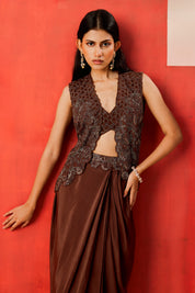 Jacket With A Bustier And A Drape Skirt