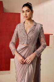 Onion Pink Drape Saree