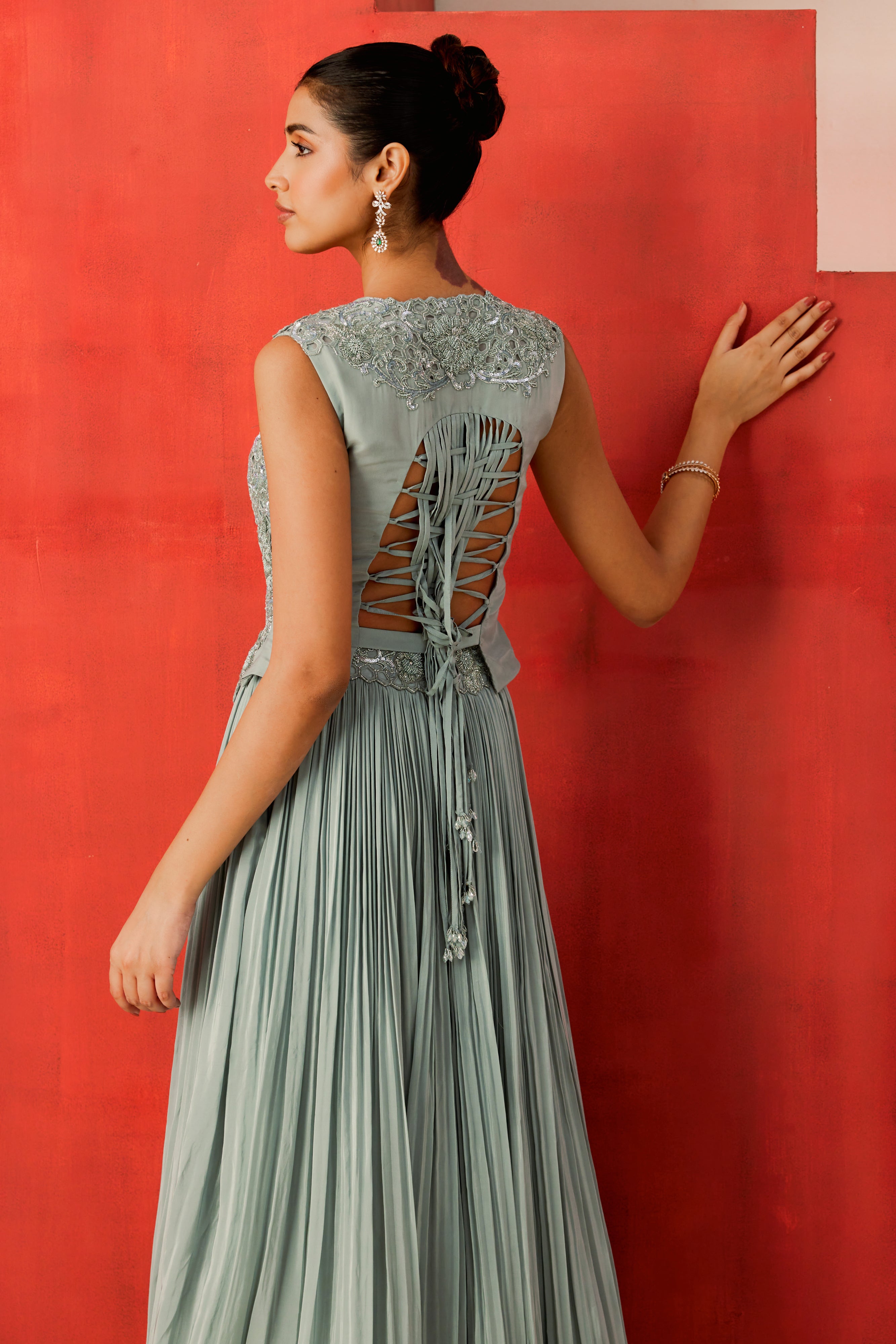 Embroidered Waistcoat With A Lehenga And Dupatta