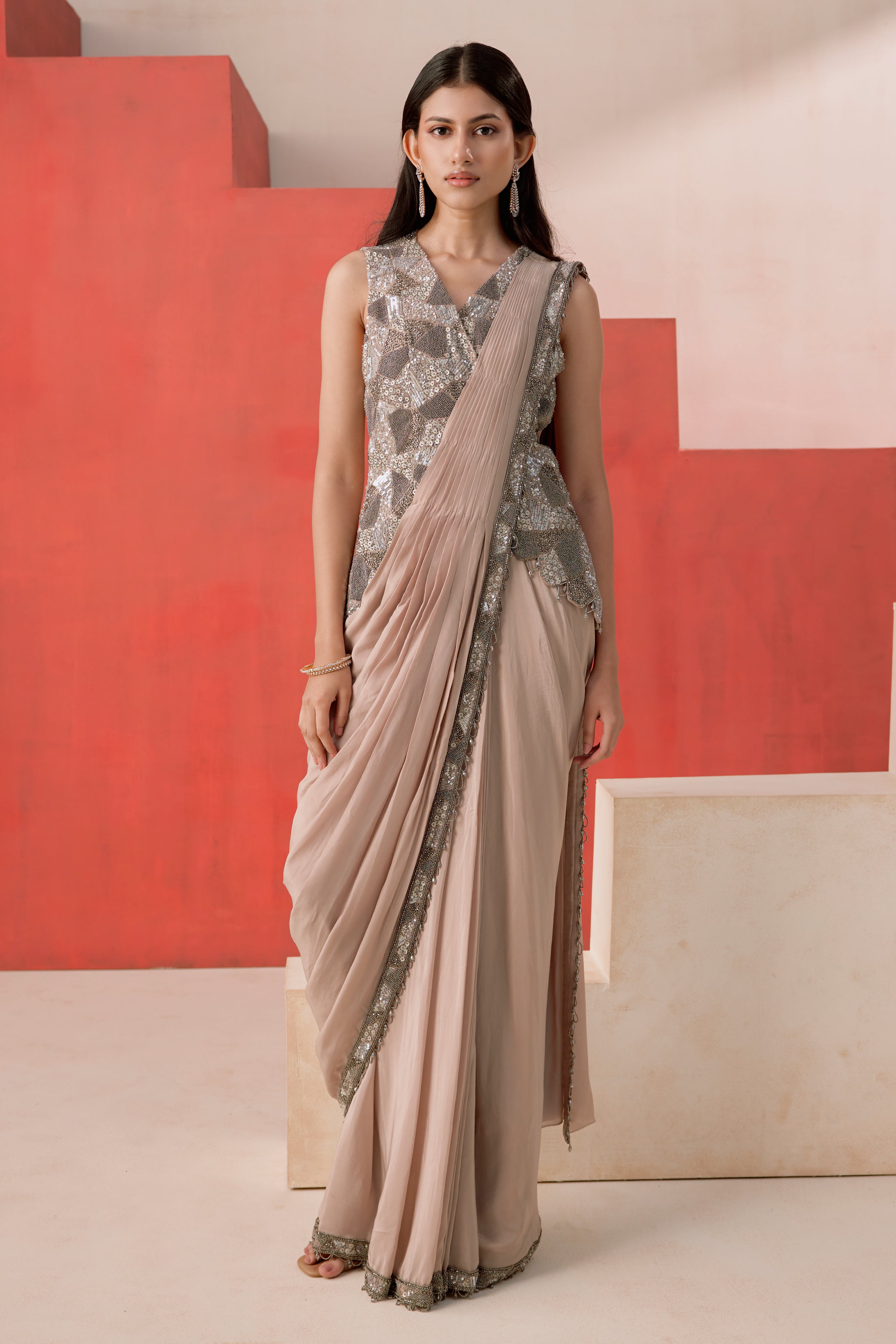 Beige Drape Saree
