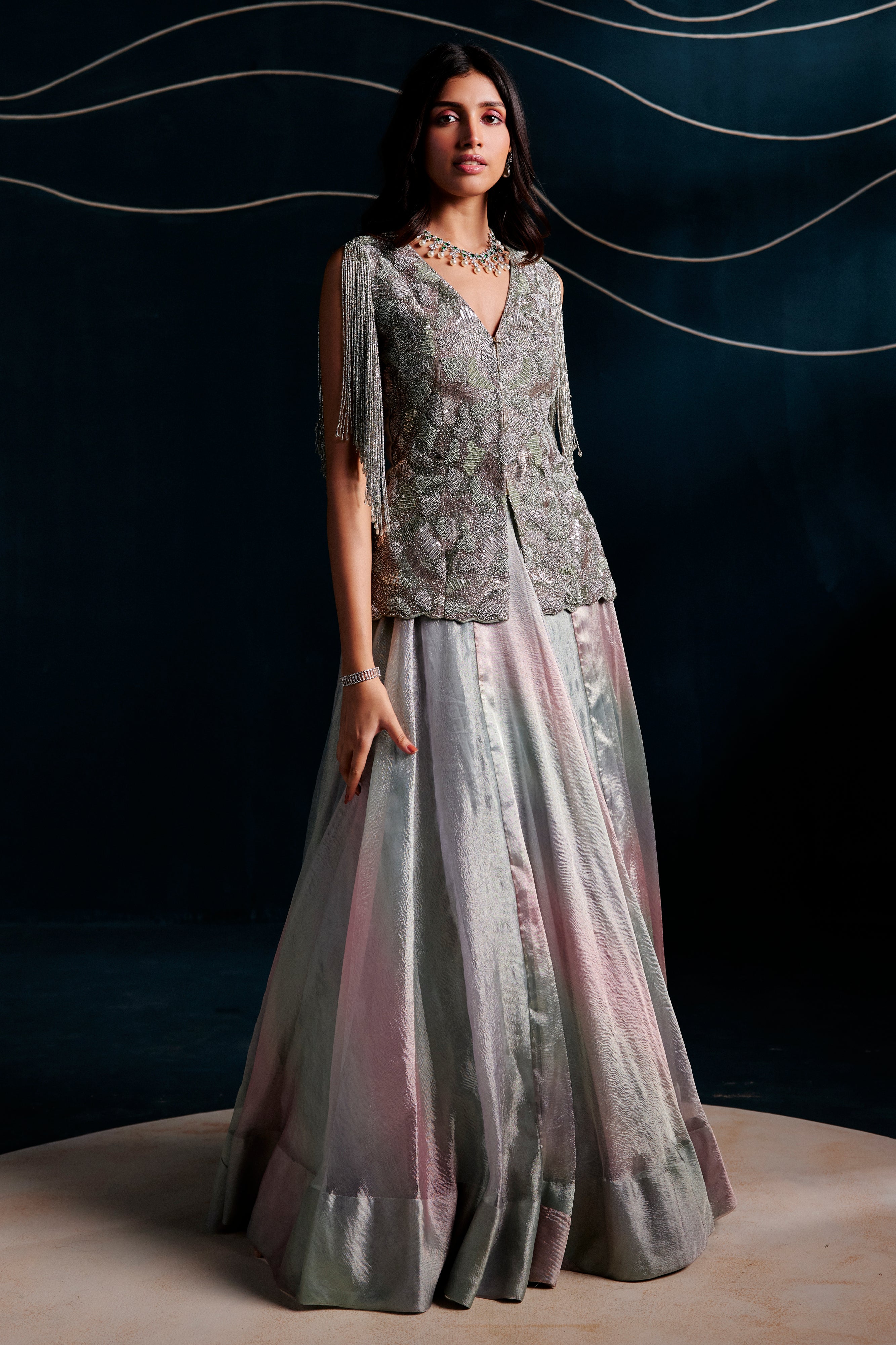Embroidered Jacket With A Lehenga