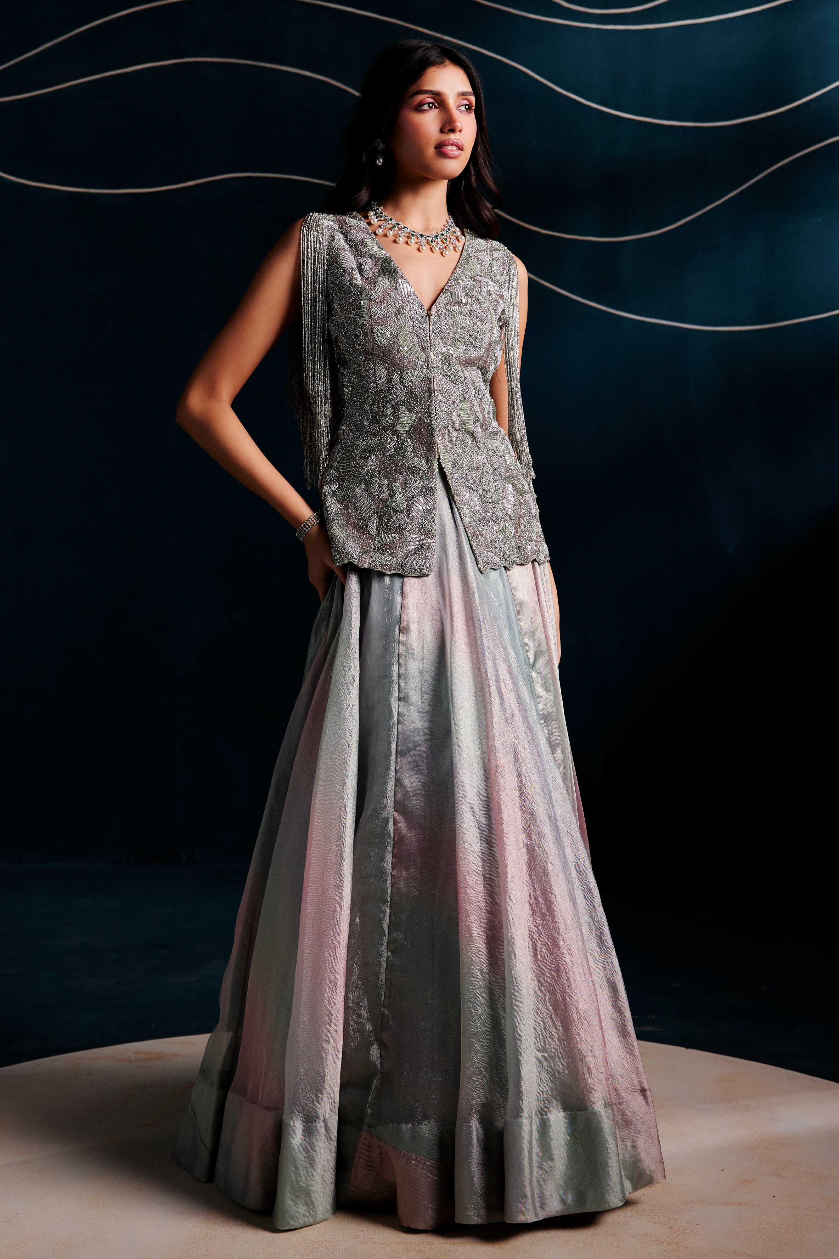 Embroidered Jacket With A Lehenga