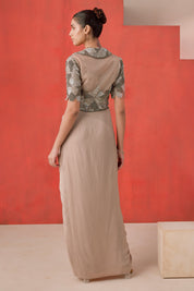 Short Jacket With A Bustier And Drape Skirt