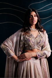 Blouse With A Lehenga And Dupatta