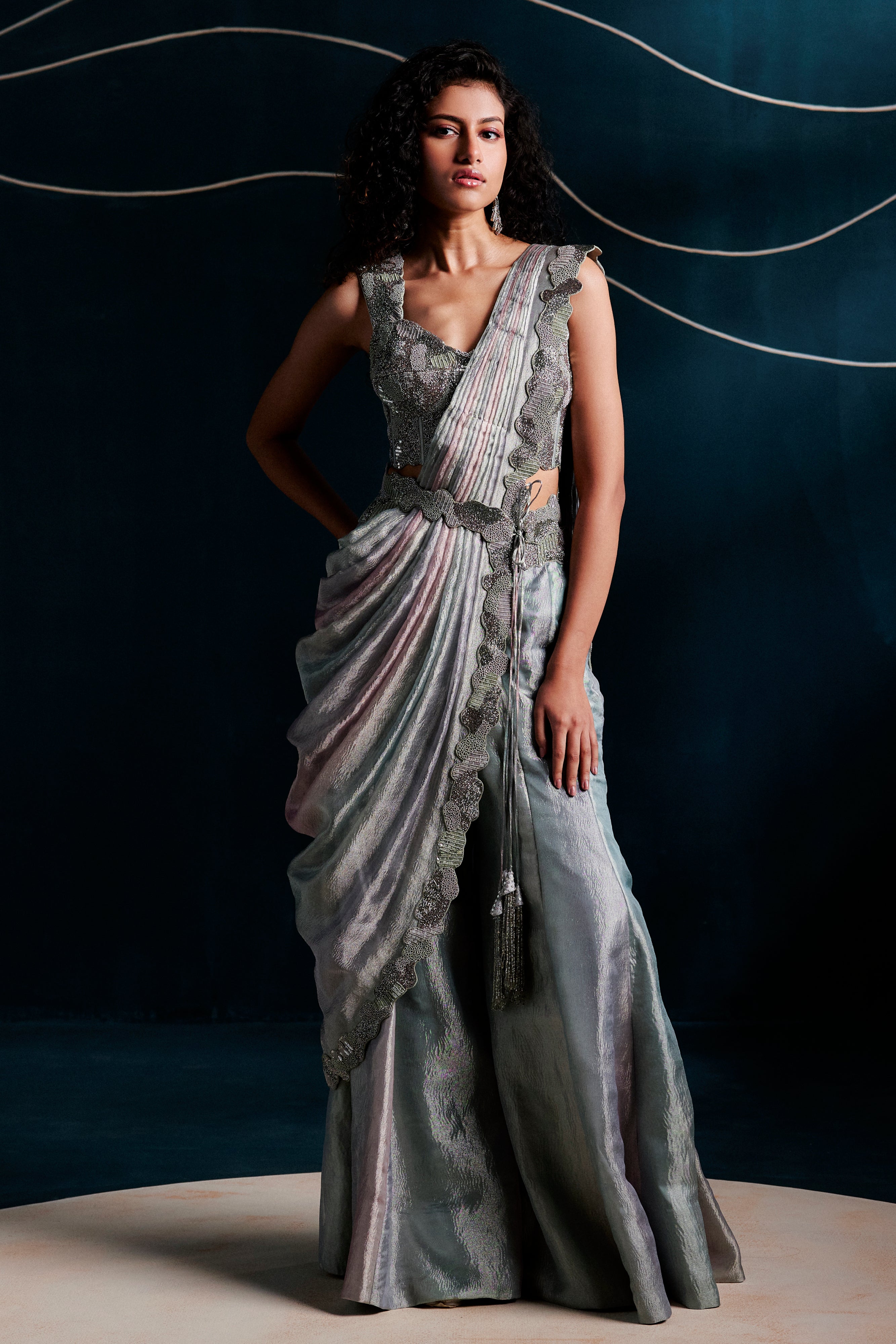Embroidered Drape Saree