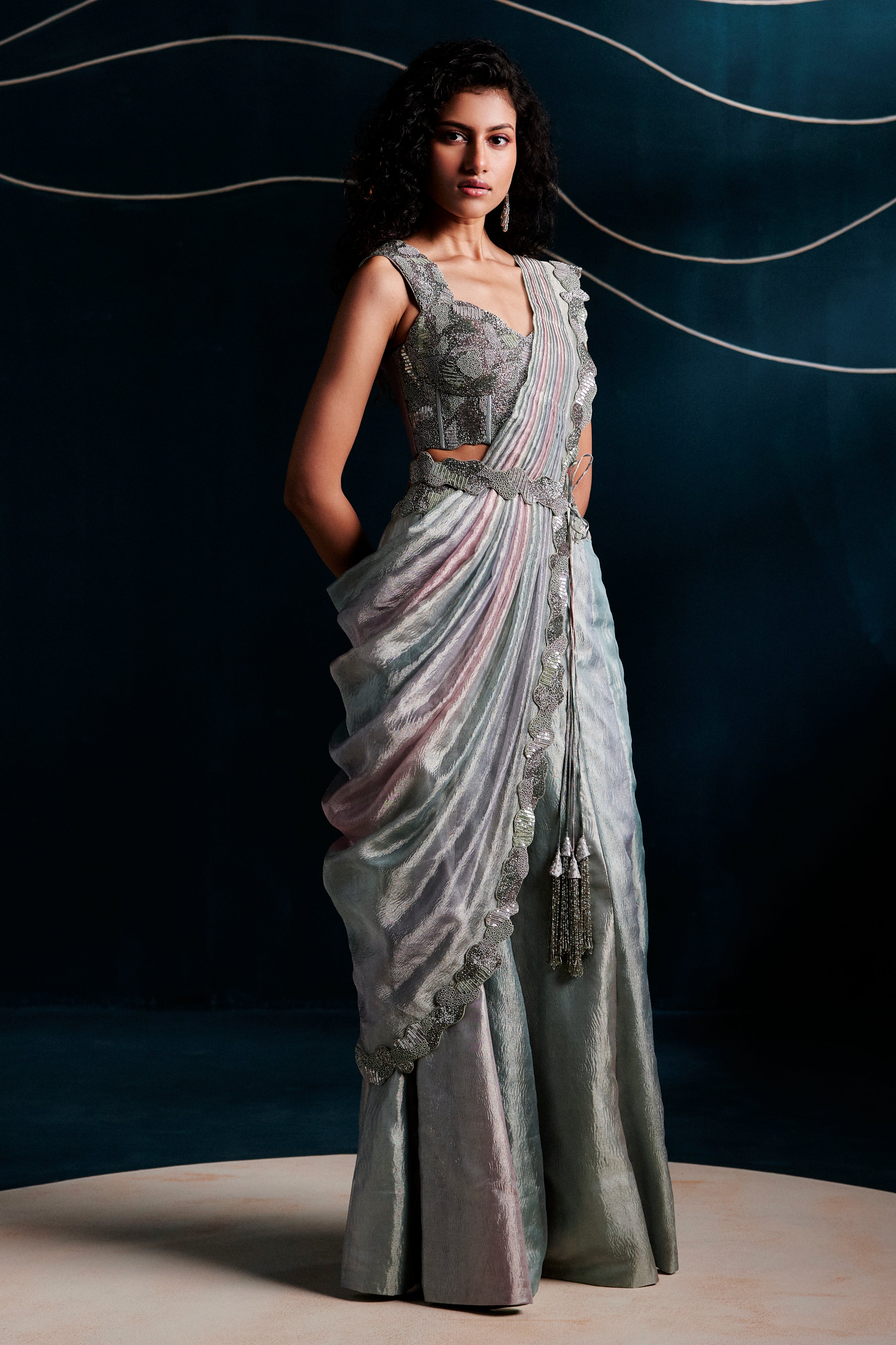 Embroidered Drape Saree