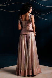 Embroidered Peplum With Flared Pant