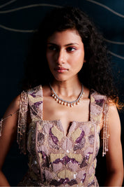 Embroidered Peplum With Flared Pant