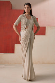 Ivory Drape Saree
