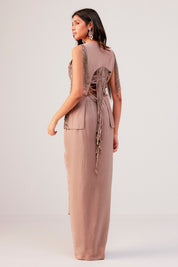 Embroidered Short Jacket With Drape Skirt