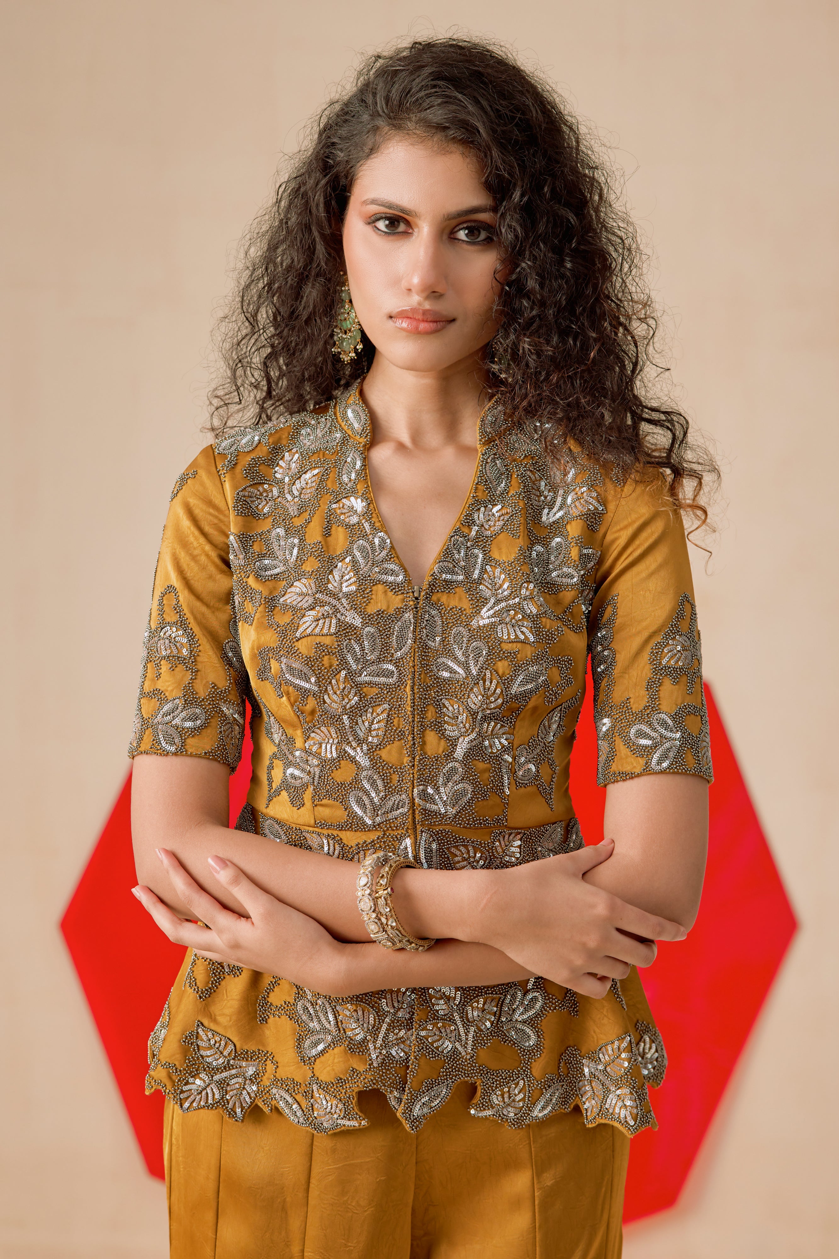 Peplum Top With Flared Pant
