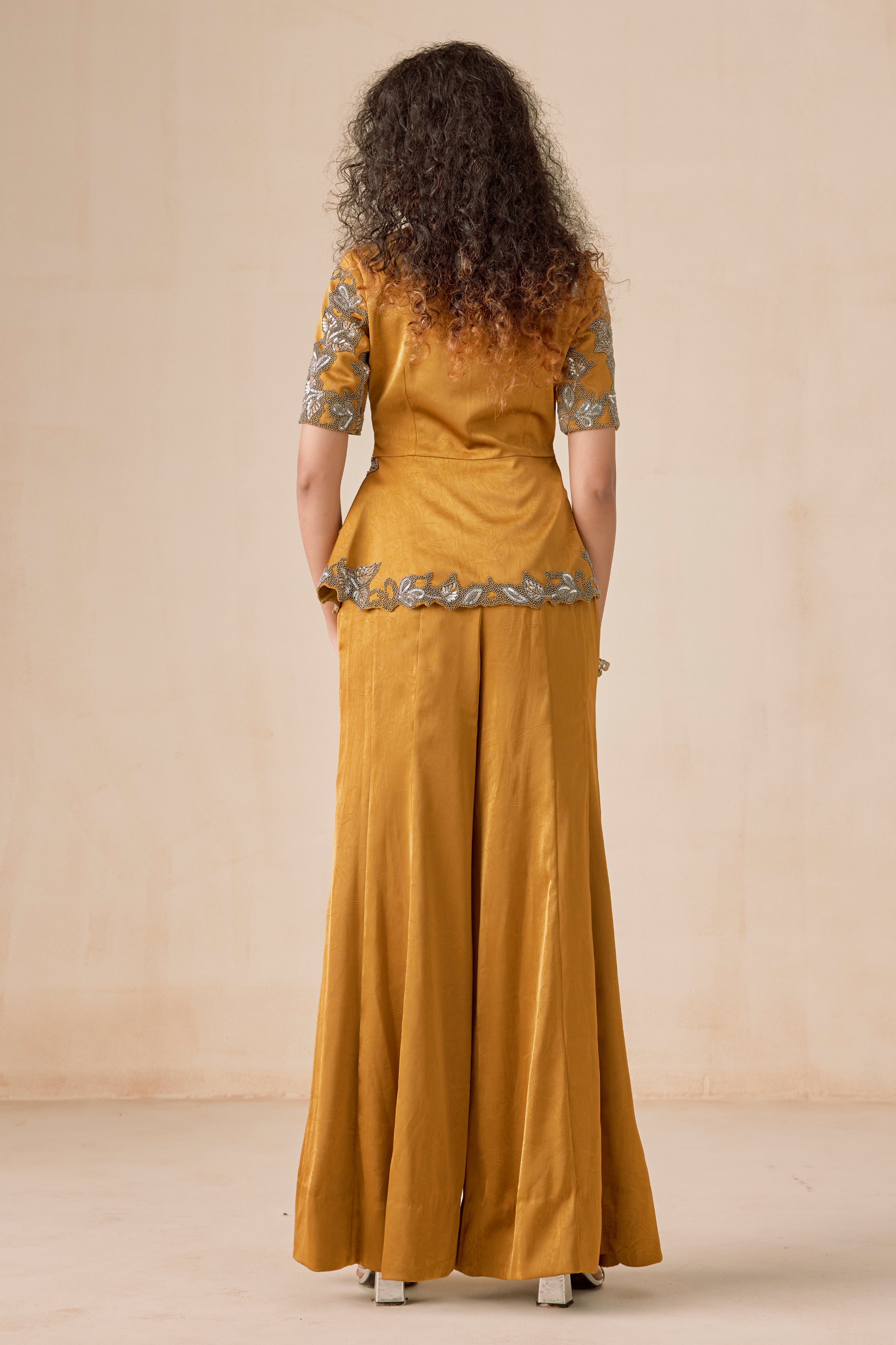 Peplum Top With Flared Pant