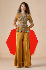Peplum Top With Flared Pant