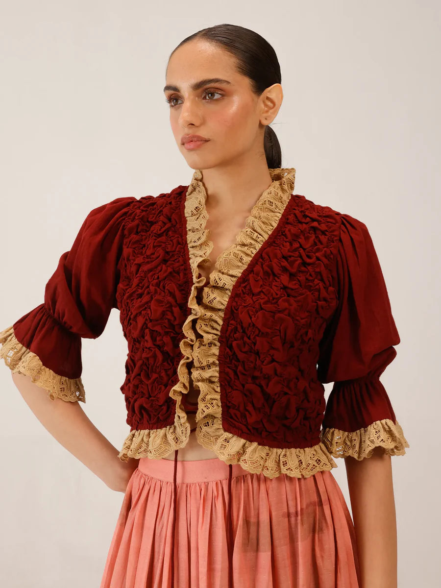 Rooshed Blouse Red