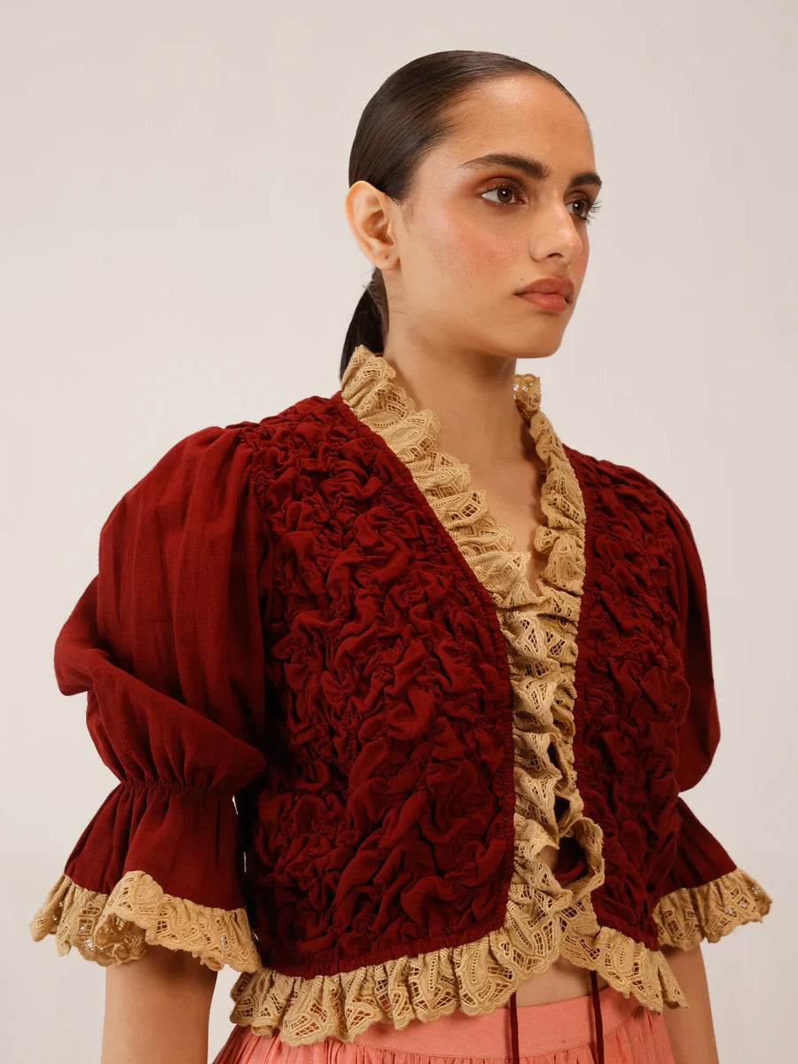 Rooshed Blouse Red