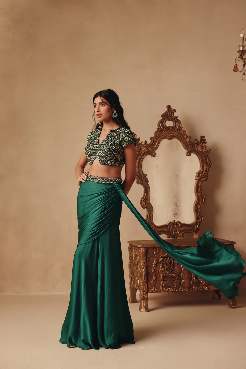 Tarini Manchanda in Jewel Drape Skirt Set