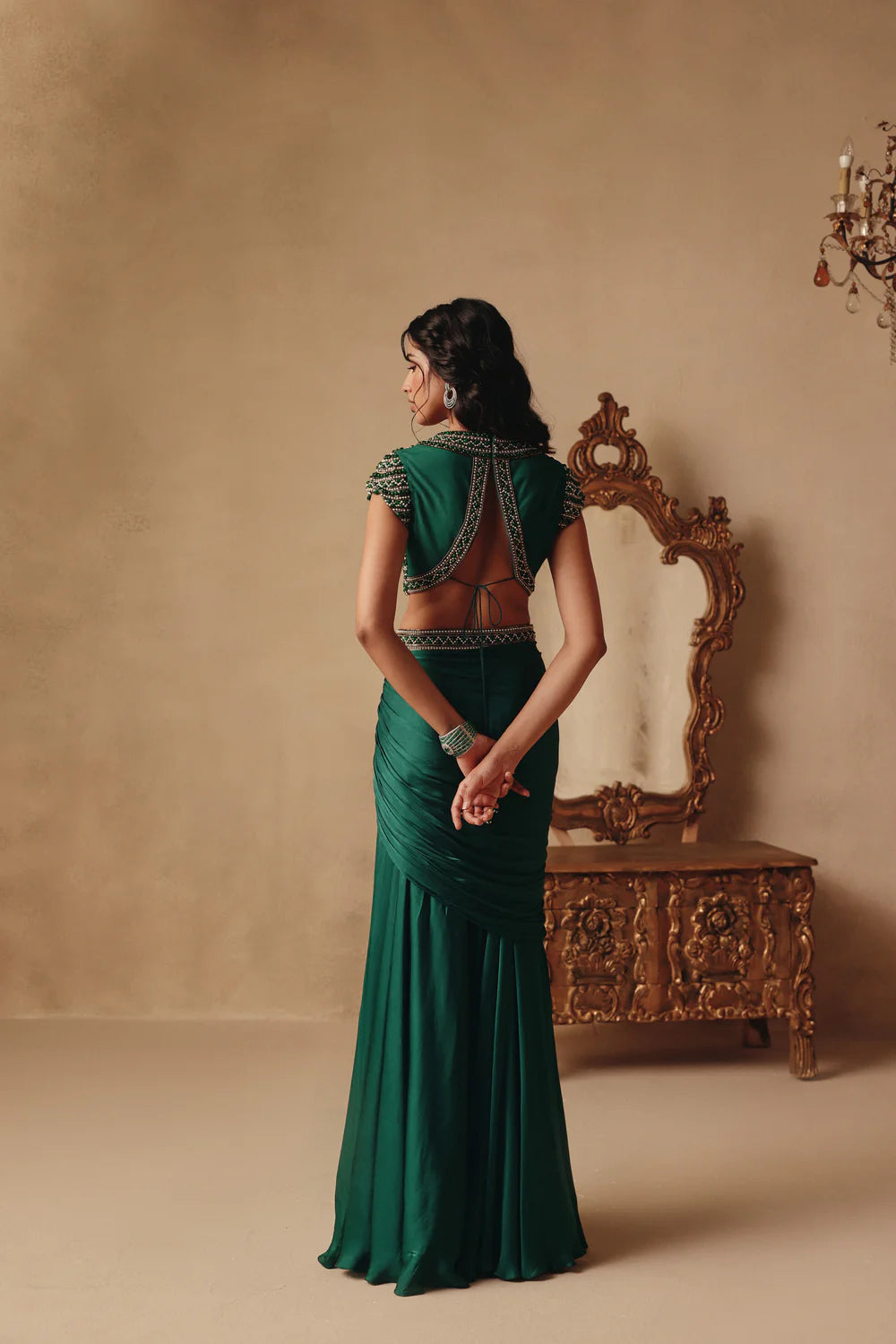 Tarini Manchanda in Jewel Drape Skirt Set