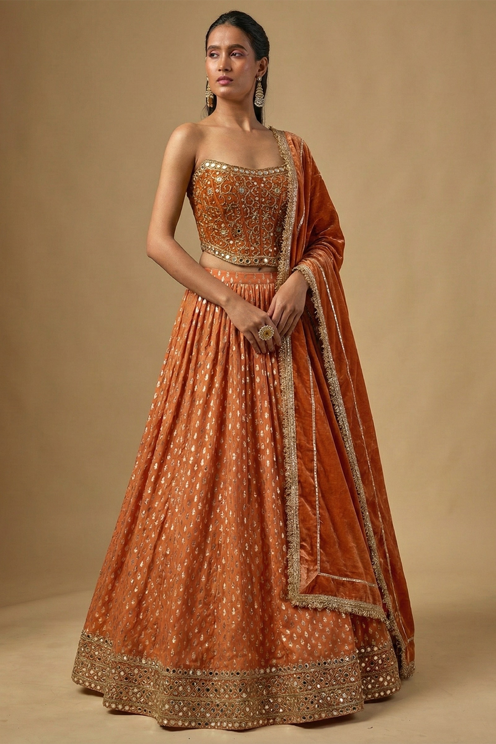 Rust Lehenga Set