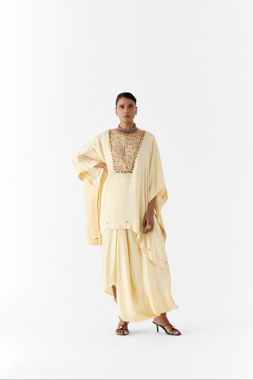 Pearl Embroidered Kimono and Knot Skirt
