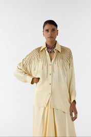 Pearl Studded Shirt & Knot Skirt