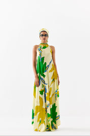 Yellow Rose Halter Dress